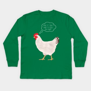 Chicken Thinking About Joke Kids Long Sleeve T-Shirt